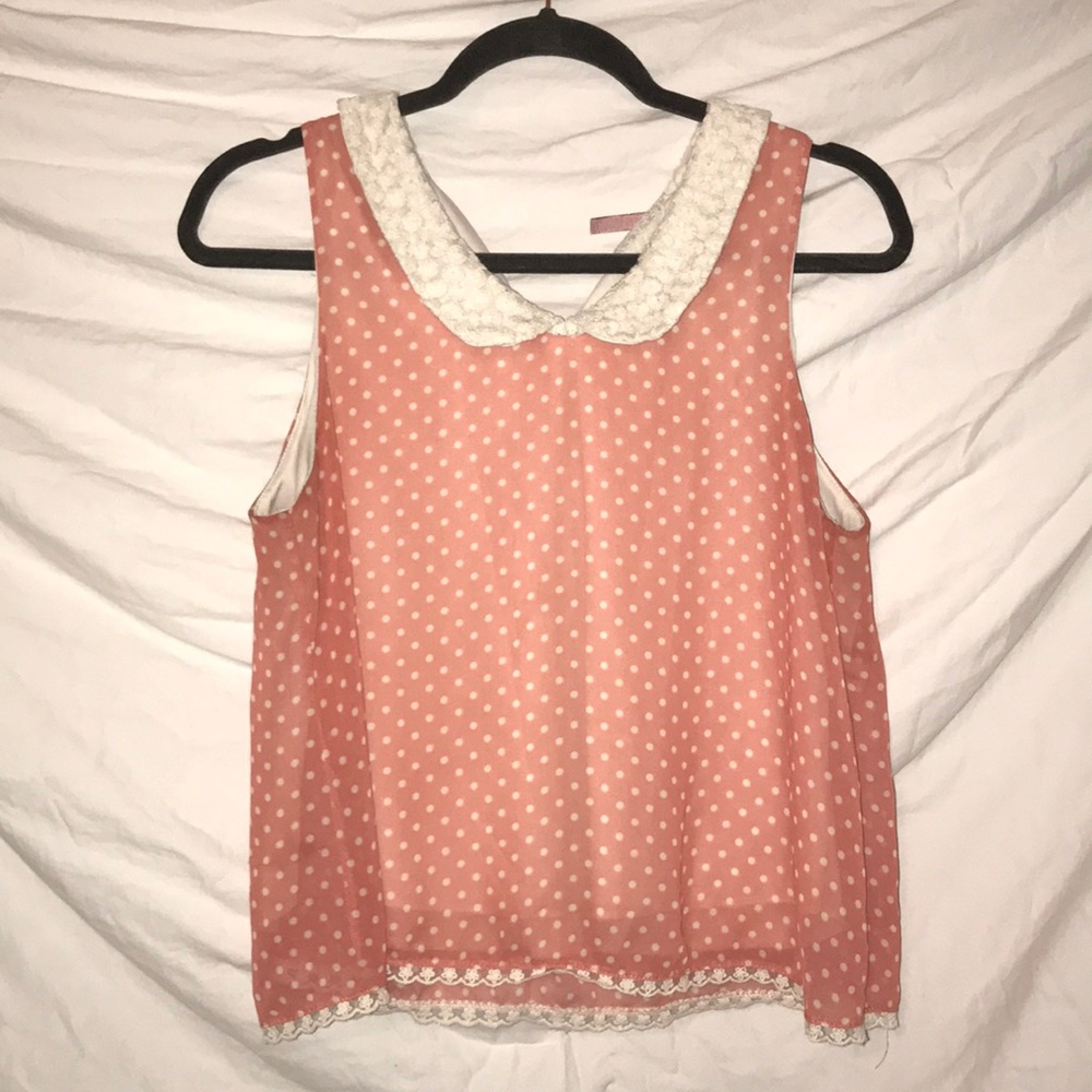 Polka dot Peter pan collar Top